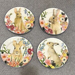 Pottery Barn Bunny Easter Salad Desert Plate Set of 4
